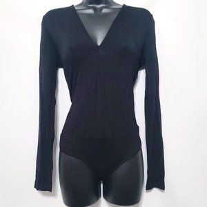 NEW Bebe - Selena Deep V-Neck Bodysuit Long Sleeves [M]